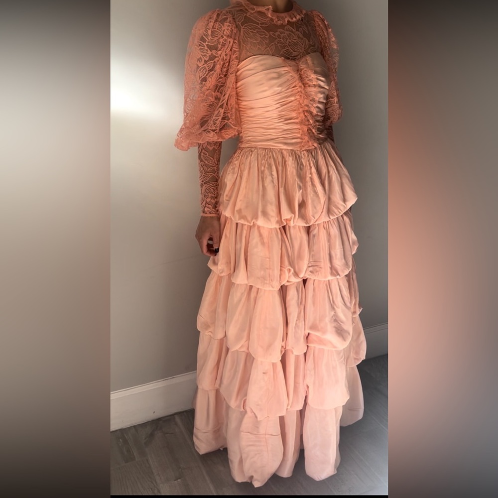 SOLD Rare Custom 70’s Ruffle Gown